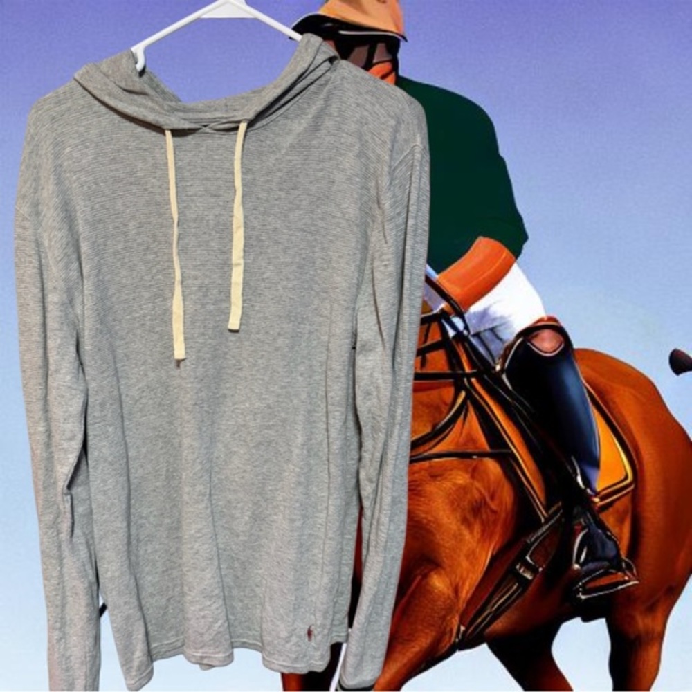 Polo Ralph Lauren Lightweight Hooded Long Sleeve Shirt (Men’s L, Gray)